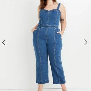 Madewell Denim Seamed Wide-Leg Jumpsuit in Saville Wash Size 14